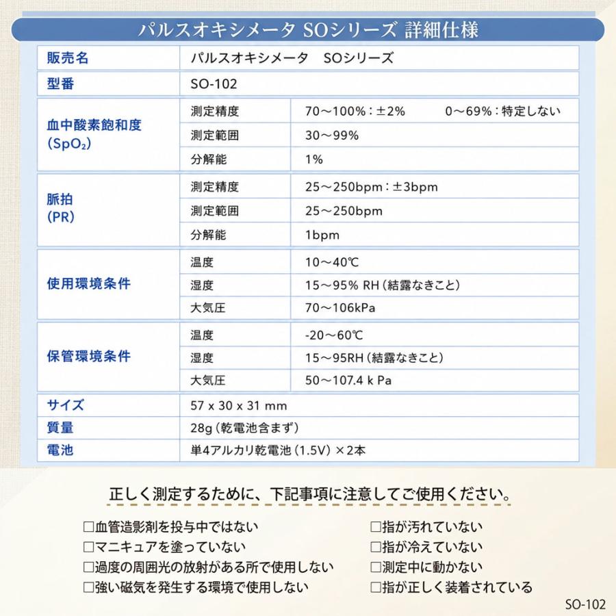 パルスオキシメーター NOZOMI SO-102 血中酸素濃度計 医療機器認証
