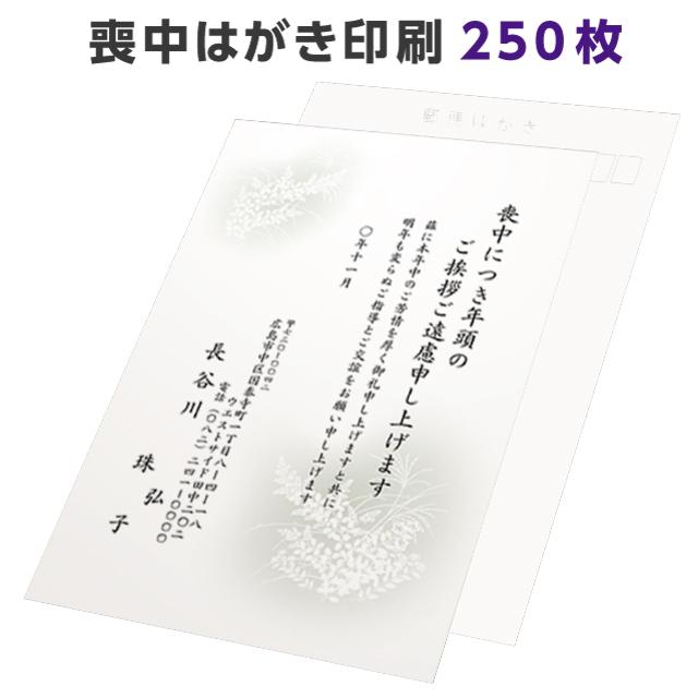 喪中はがき 寒中見舞い 印刷 250枚 ハガキ 用紙 年賀欠礼 名入れ 帰蝶堂