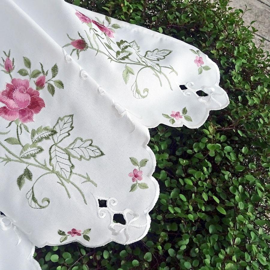 ai カフェカーテン　sale　2650円→1980円　ポスト投函で送料無料 目隠し スカラップ　ノーアイロン　薔薇刺繍　150x縦約45ｃｍ　ショートotona　ローズ　おしゃ |  | 02