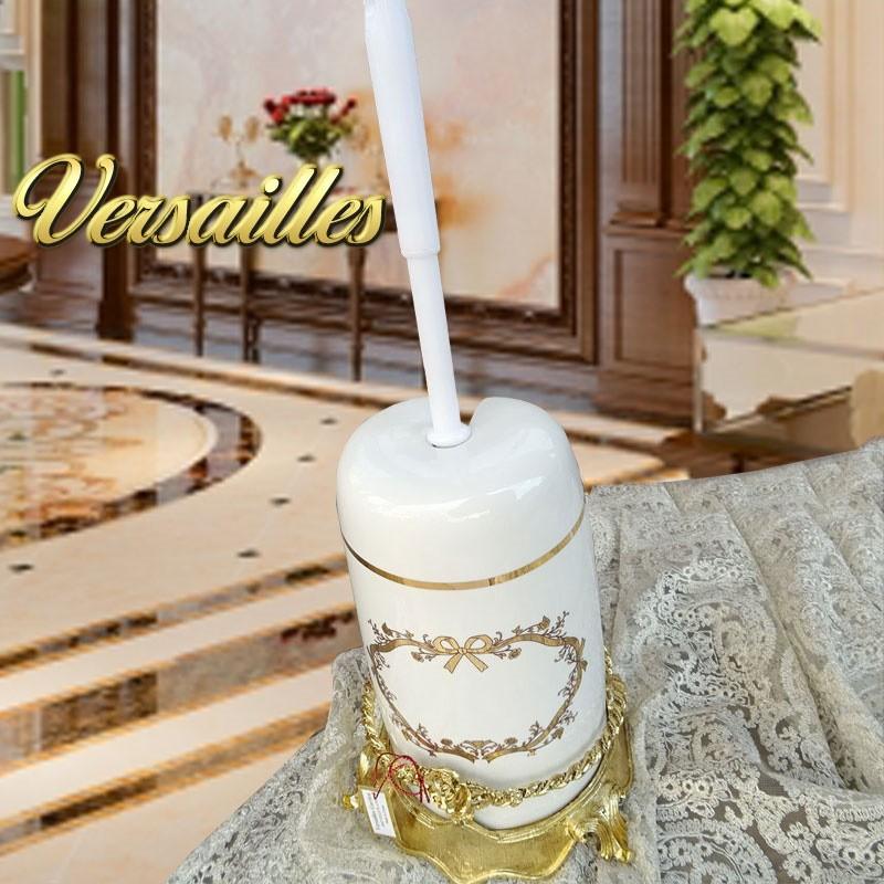 ai 即納 トイレブラシ ゴールド ヴェルサイユガーデン-3　豪華 インテリア ラグジュアリー　綺麗　おしゃれ　陶器　薔薇　ローズ　ホワイト　ゴージャス　バラ | 