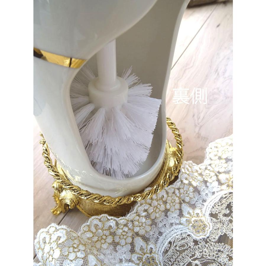 ai 即納 トイレブラシ ゴールド ヴェルサイユガーデン-3　豪華 インテリア ラグジュアリー　綺麗　おしゃれ　陶器　薔薇　ローズ　ホワイト　ゴージャス　バラ |  | 05