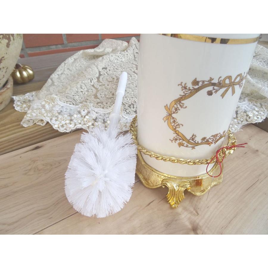 ai 即納 トイレブラシ ゴールド ヴェルサイユガーデン-3　豪華 インテリア ラグジュアリー　綺麗　おしゃれ　陶器　薔薇　ローズ　ホワイト　ゴージャス　バラ |  | 06