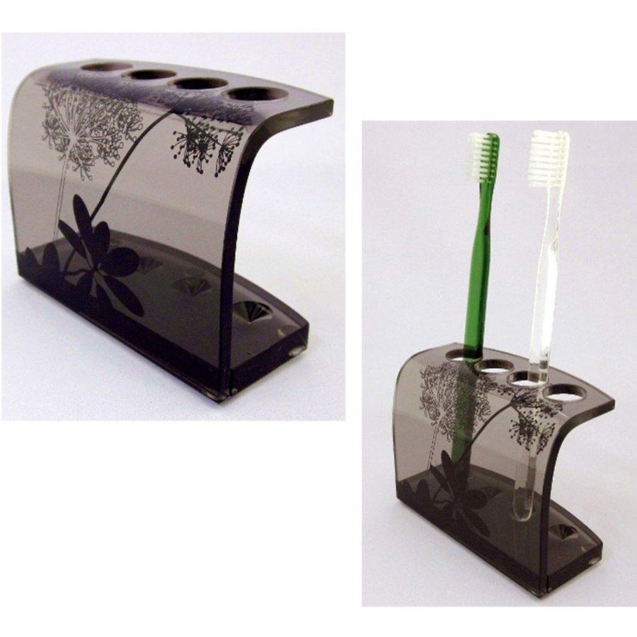 入荷ai 歯ブラシスタンド　 サリナ　オープンスタイル　衛生的　新築祝　リフォーム　御祝　プレゼント　洗面　樹脂　ブラウン　クリア |  | 01