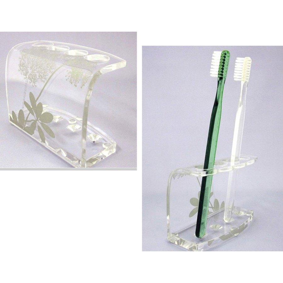 入荷ai 歯ブラシスタンド　 サリナ　オープンスタイル　衛生的　新築祝　リフォーム　御祝　プレゼント　洗面　樹脂　ブラウン　クリア |  | 02