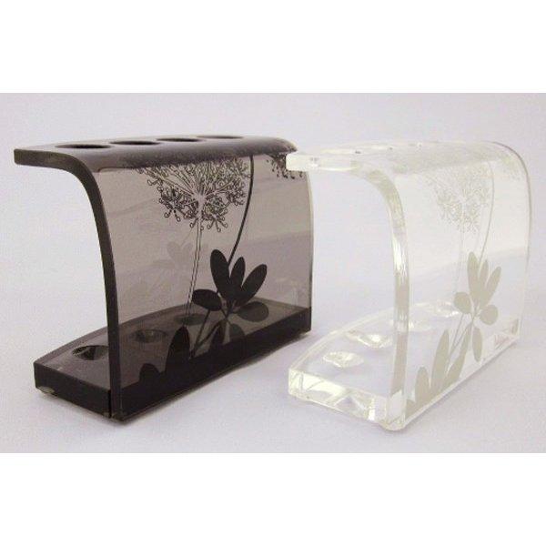 入荷ai 歯ブラシスタンド　 サリナ　オープンスタイル　衛生的　新築祝　リフォーム　御祝　プレゼント　洗面　樹脂　ブラウン　クリア |  | 03