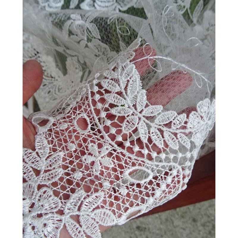 エレガントスタイル カフェカーテン 縦60cm 送料無料 ウェディングレース　裾レースが綺麗 セミロング　おしゃれ　ベージュ　ホワイト　真っ白　可愛い　ローズ |  | 02