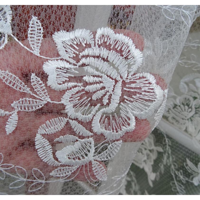 エレガントスタイル カフェカーテン 縦60cm 送料無料 ウェディングレース　裾レースが綺麗 セミロング　おしゃれ　ベージュ　ホワイト　真っ白　可愛い　ローズ |  | 03