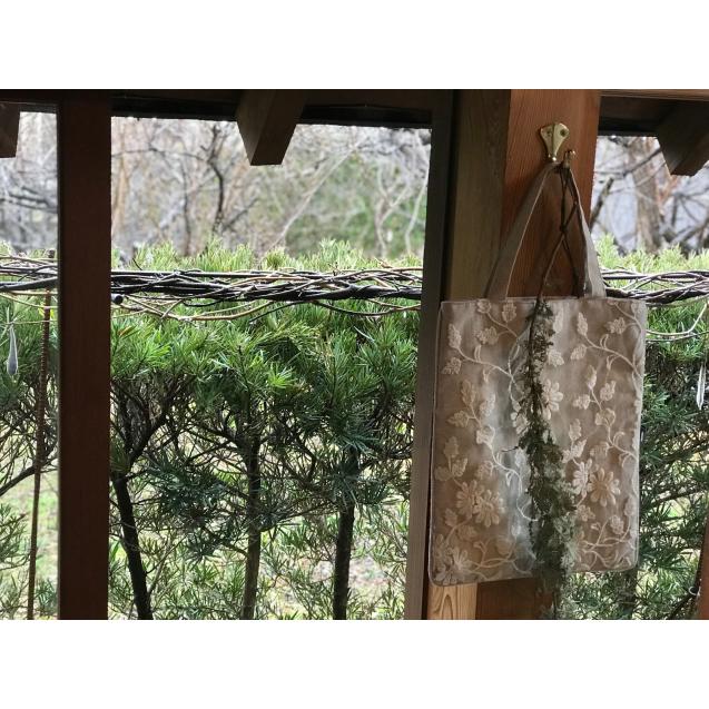 縦型 トートバッグ サブバッグ コットン刺繍 ナチュラル リネン 麻 おしゃれ ［cl25］ 高級感 エレガント チュール レース 布製 |  | 04