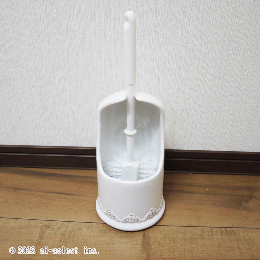 シャビー トイレブラシ 見つけました　即納　トイレブラシ立て 陶器 ホワイト ロイヤルアーデン ロココ  ブラシ 乾燥しやすく 衛生的 2WAYブラシ付 おしゃれ か |  | 03