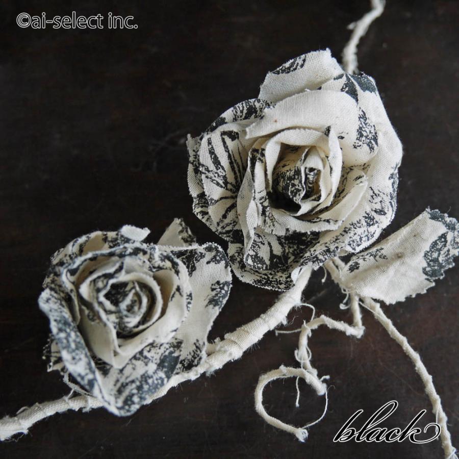即納 SALE 440円→110円 布薔薇 アートフラワー 単品 1本 ローズ 大人 シャビー ブラック ハンドメイド コットン 造花 スワッグ プレゼント |  | 02