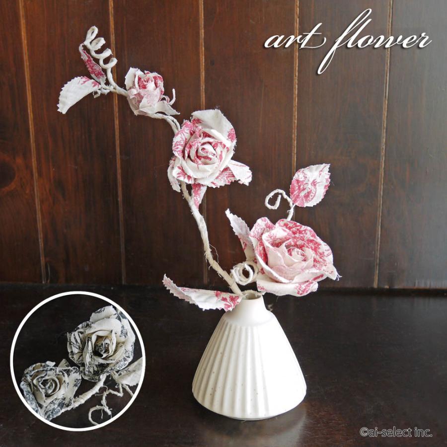 即納 SALE 440円→110円 布薔薇 アートフラワー 単品 1本 ローズ 大人 シャビー ブラック ハンドメイド コットン 造花 スワッグ プレゼント |  | 05