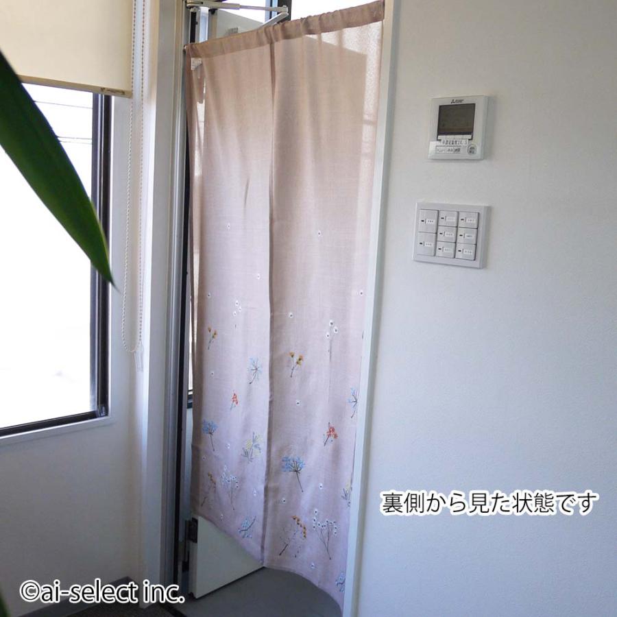 ai のれん 布のれん 幅 約85cm×150cm 刺繍 のれん ボタニカル 花柄