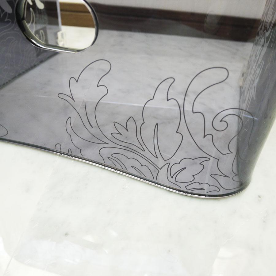 バスチェア＆ウォッシュボール サミーラ 2点セット エレガントな紋章模様 ダマスク 選べる3色 グレー クリア ブルー 洗面器 風呂イス 風呂椅子 ゴージャス |  | 04