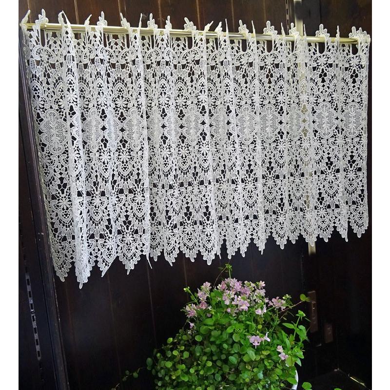 aiポスト投函で送料雨量　真っ白　ヨーロッパの窓を思わす　カフェカーテン 120x45cm　高レビュー　ギュピュールレース　綺麗　ショート　小窓用 おしゃれ　人気 | 