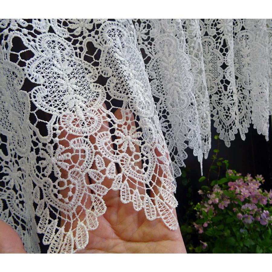 【約120x90cm】真っ白　カフェカーテン　即納　ヨーロッパの窓を思わす　ギュピュールレース　綺麗です　ロング　小窓用 おしゃれ　人気　　可愛い　インテリア |  | 04