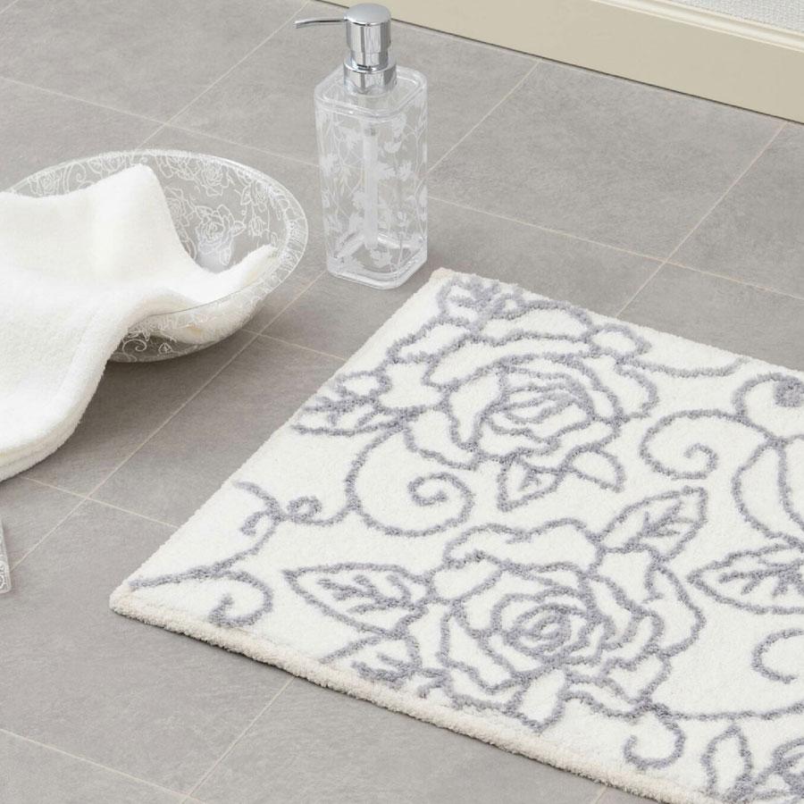 バスマット 単品 クリアローズ 選べる3色 あすつくホワイト ライトピンク 薄水色 バラ ローズ フラワー 可愛い おしゃれ エレガント インテリア 可愛い 明るい |  | 11