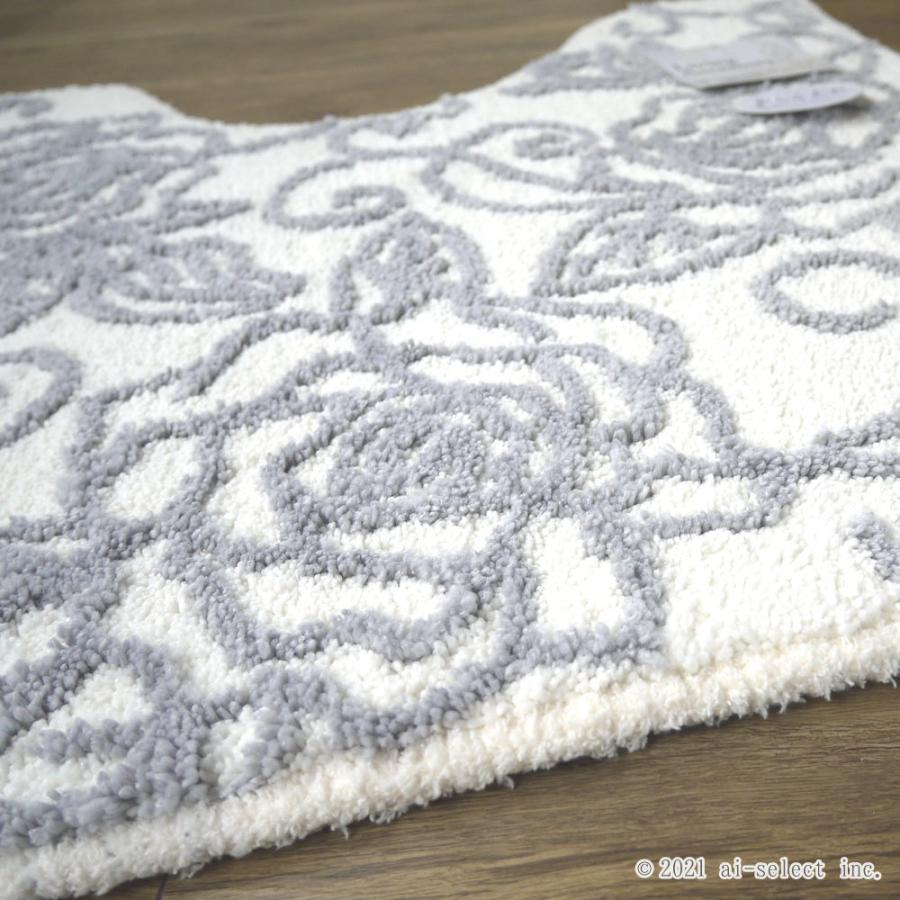 ai即納　トイレマット 単品 エレガント薔薇模様 選べる3色 ホワイト ライトピンク ライトブルー バラ柄 ローズ　おしゃれ　可愛い |  | 04