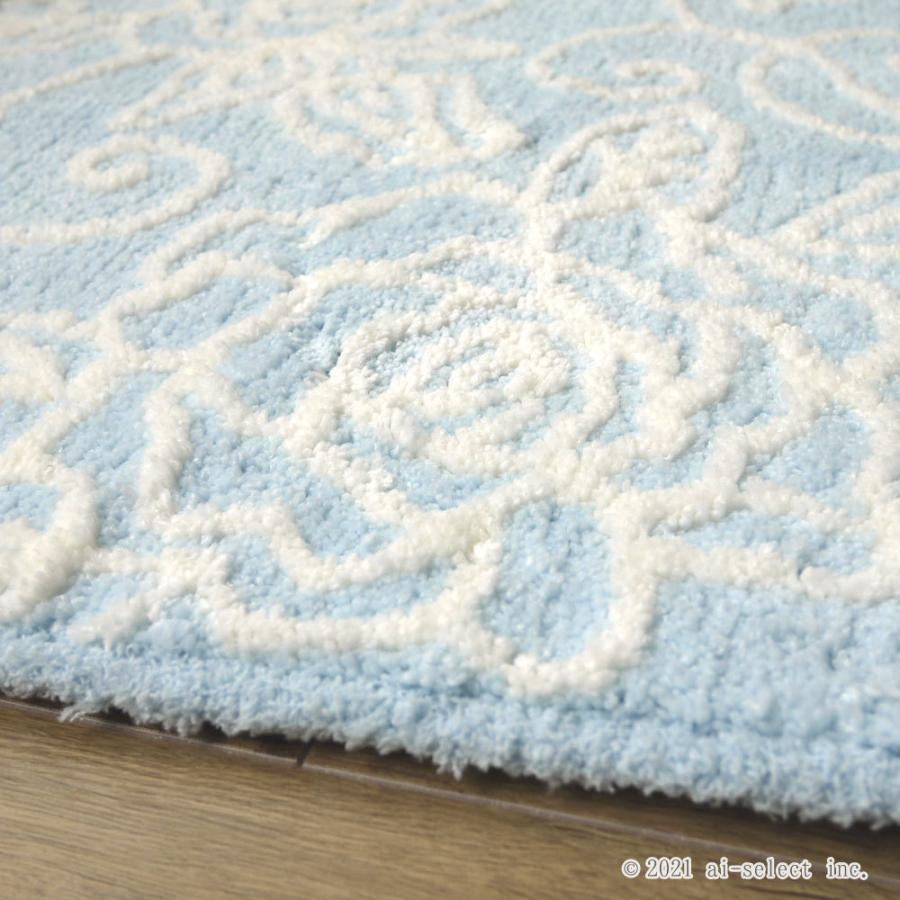 ai即納　トイレマット 単品 エレガント薔薇模様 選べる3色 ホワイト ライトピンク ライトブルー バラ柄 ローズ　おしゃれ　可愛い |  | 05