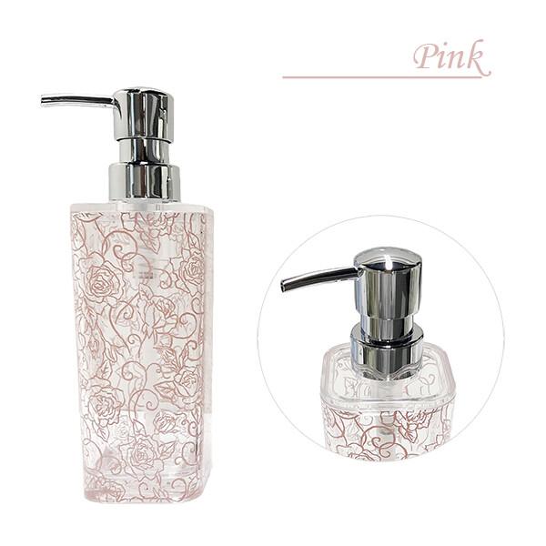 ai シャンプーボトル 容量420ml クリアローズ バラ柄 エレガント ホワイト ライトブルー ピンク ミント 新築祝い ギフト　おしゃれ　綺麗　薔薇　パステルカラー |  | 01