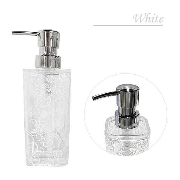ai シャンプーボトル 容量420ml クリアローズ バラ柄 エレガント ホワイト ライトブルー ピンク ミント 新築祝い ギフト　おしゃれ　綺麗　薔薇　パステルカラー |  | 02