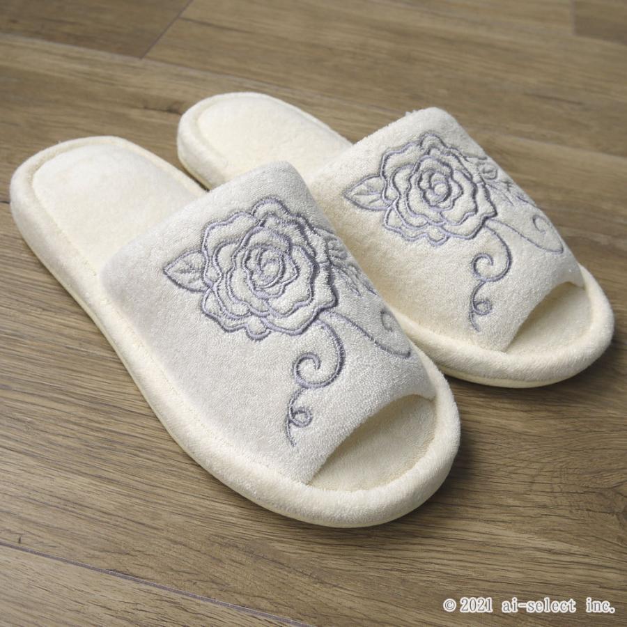 トイレスリッパ aiクリアローズ 薔薇 雑貨 洗濯機で洗える バラ おしゃれ　可愛い タオル生地 人気 前開き　綺麗　 洗える　ばら　タオルスリッパ　神戸カフェカ |  | 03