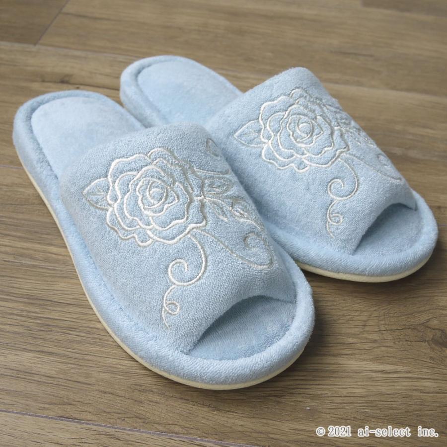 トイレスリッパ aiクリアローズ 薔薇 雑貨 洗濯機で洗える バラ おしゃれ　可愛い タオル生地 人気 前開き　綺麗　 洗える　ばら　タオルスリッパ　神戸カフェカ |  | 04