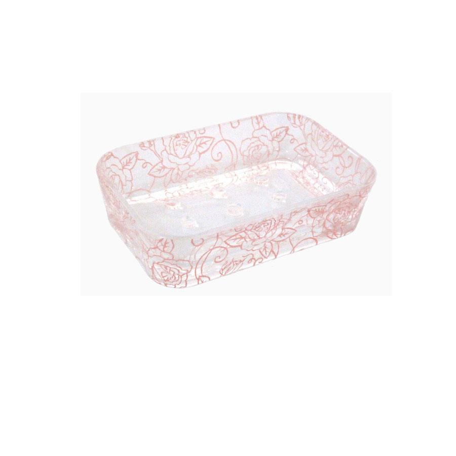 ai 即納　おしゃれ　洗面用　突起が有るから便利　ソープディッシュ （A） 石鹸置き クリアローズ　 バラ柄 エレガント ホワイト ライトブルー ピンク ミント 新 |  | 01