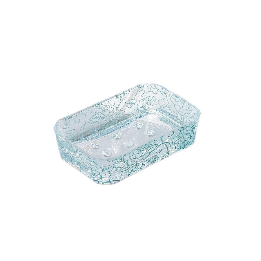 ai 即納　おしゃれ　洗面用　突起が有るから便利　ソープディッシュ （A） 石鹸置き クリアローズ　 バラ柄 エレガント ホワイト ライトブルー ピンク ミント 新 |  | 02