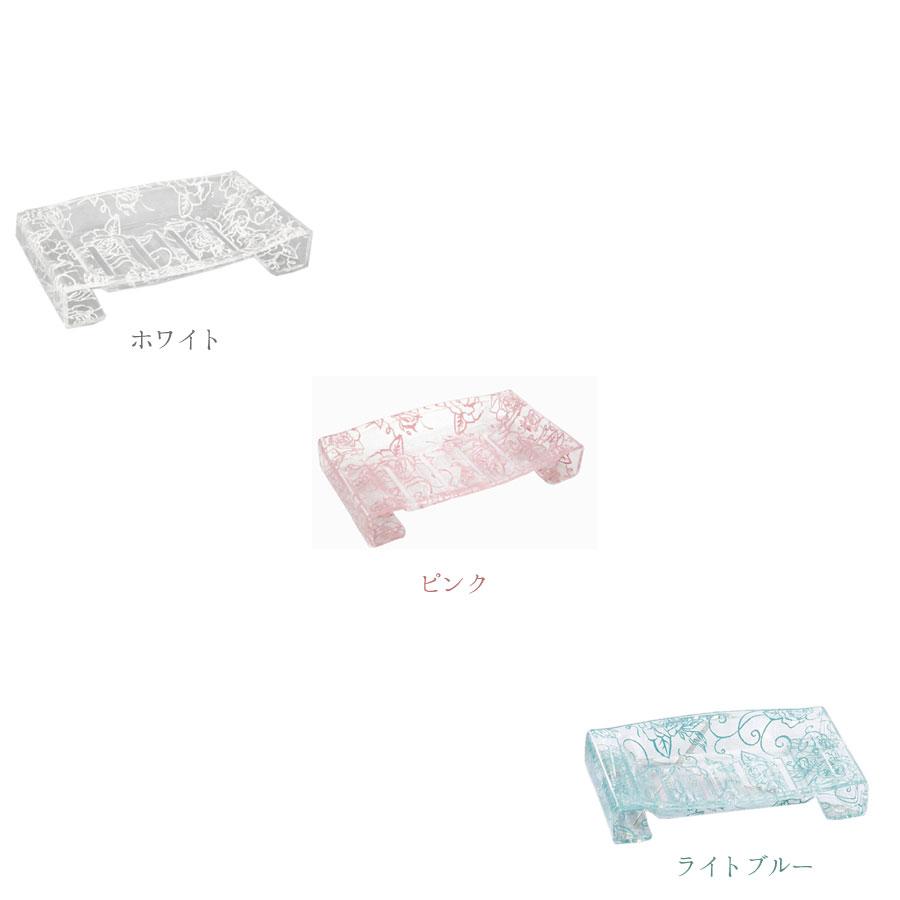 ai 即納　ソープディッシュ （B） バスルーム用 石鹸置き クリアローズ オープンスタイルで衛生的 バラ柄 エレガント ホワイト ライトブルー ピンク ミント 新築 |  | 04