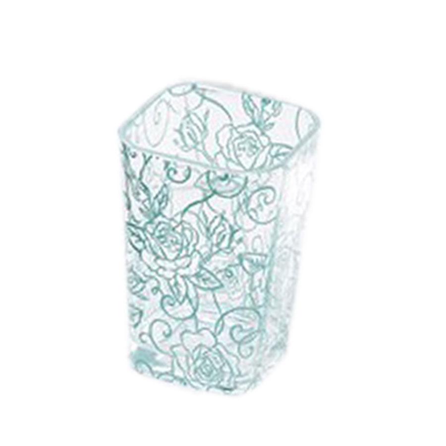 ai タンブラー 歯ブラシスタンドにも コップにも  クリアローズ タンブラー バラ柄 エレガント ホワイト ライトブルー ピンク ミント 新築祝い ギフト　樹脂　プ |  | 03