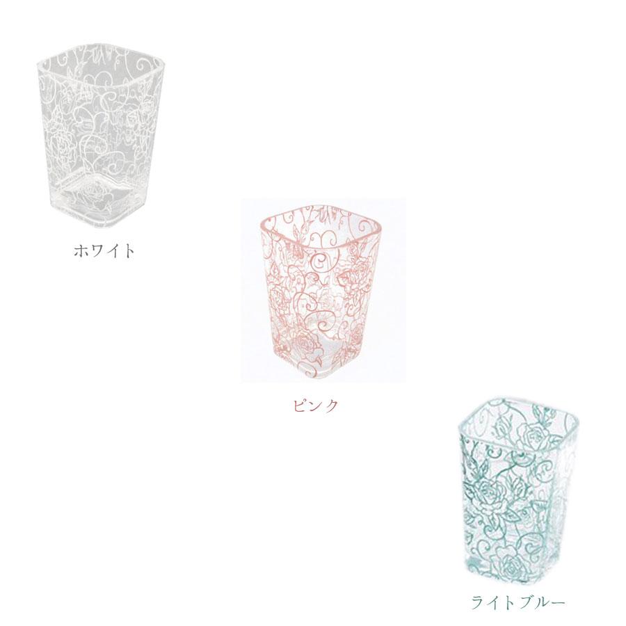 ai タンブラー 歯ブラシスタンドにも コップにも  クリアローズ タンブラー バラ柄 エレガント ホワイト ライトブルー ピンク ミント 新築祝い ギフト　樹脂　プ |  | 04
