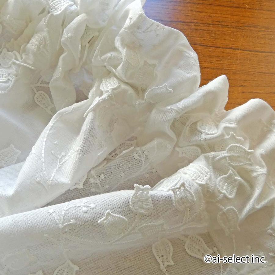 ai カフェカーテン ポスト投函で送料無料　 オーストラリア製 幅100×90cm ai オフホワイト コットン 綿 すずらん スズラン 細窓 ロング 縦長 おしゃれ 可愛い |  | 03