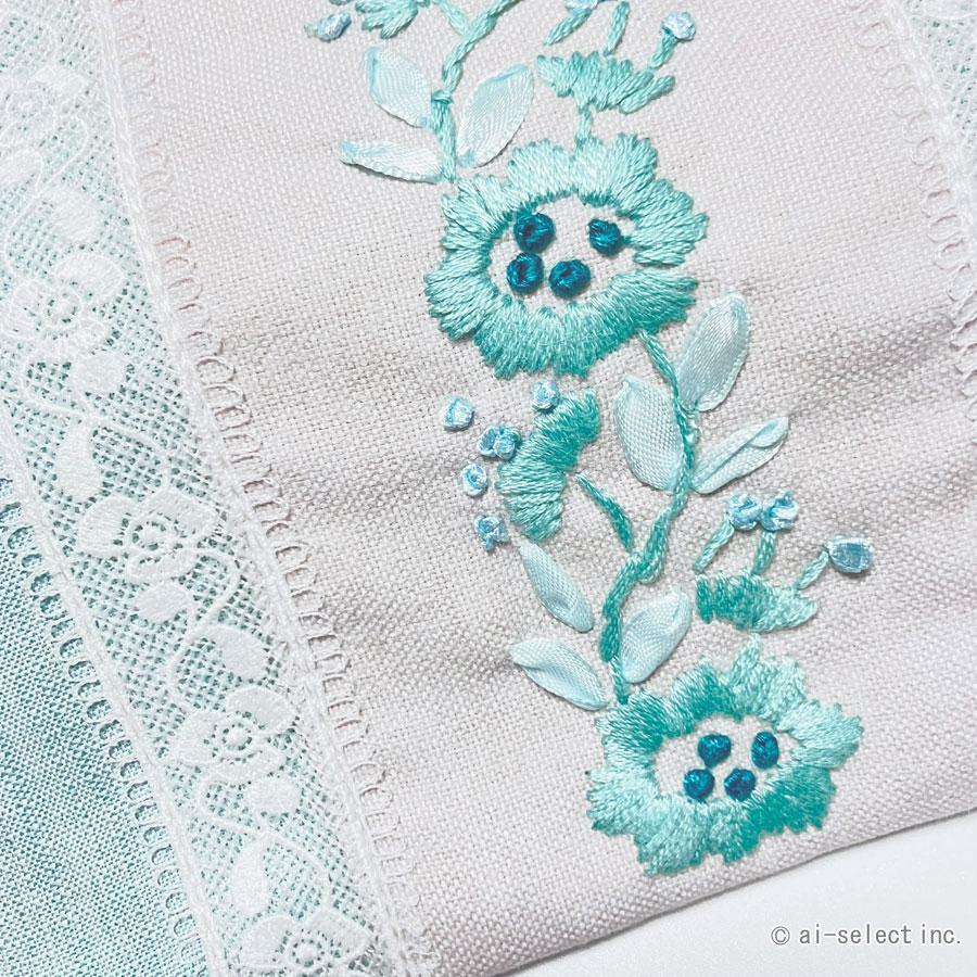 巾着 Lサイズ ポーチ 大きめ 花柄 刺繍 レース フローラル ブルー 水色 おしゃれ 大人可愛い エレガント 上品 レディース 女性 洗える 夏 涼しげ 夏小物 旅行 ト |  | 03