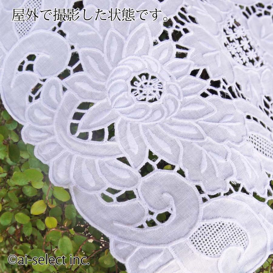 カットワークレース テーブルセンター 軽井沢レース 約30×45cm 手刺繍