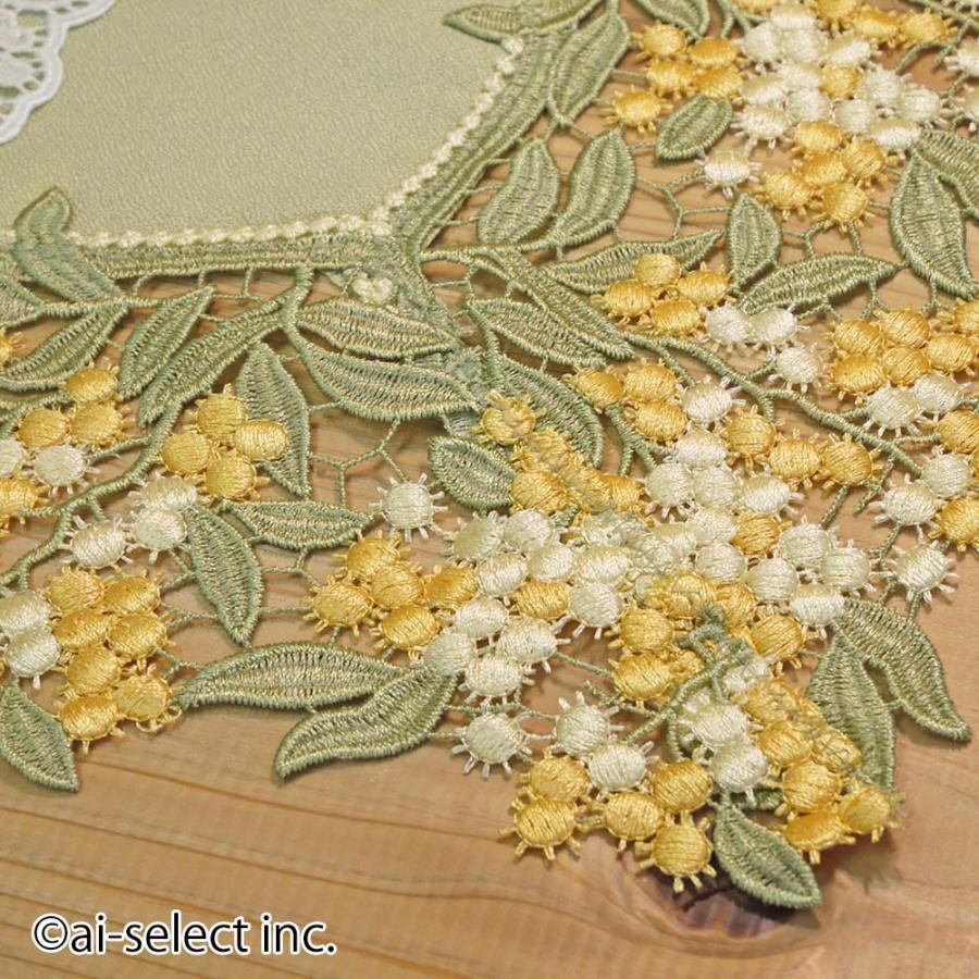 SALEミモザ テーブルセンター 37×47cm コースタープレゼント 撥水加工 花瓶敷 サイドボード テーブルセンター おしゃれ レース 雑貨 長方形 sn |  | 01