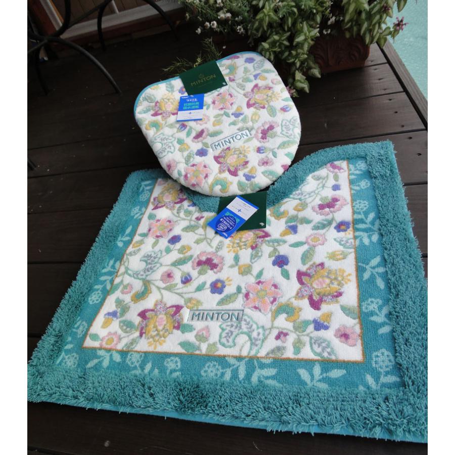 ai トイレマット＆フタカバー 2点セット 当店オリジナル ゴムデコレース付 夏 MINTON 風水 ラッキーカラー ミントグリーン 高級 洗える 日本製 おしゃれ |  | 01