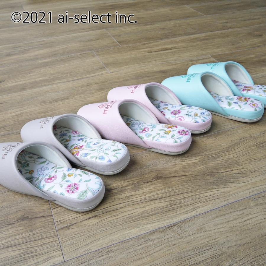 ビニールスリッパ ミントン MINTON ビニール 合成皮革 ai 来客用 ギフト 花柄 おしゃれ フラワー グレージュ ミントグリーン ピンク トイレ LC mom |  | 10