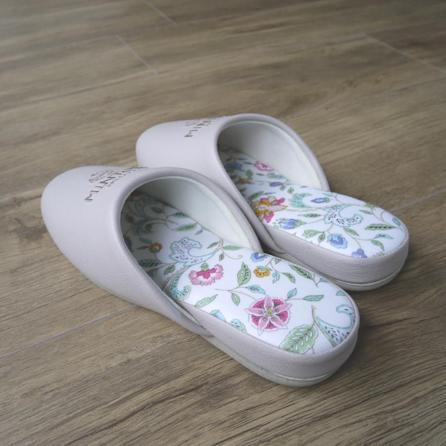 ビニールスリッパ ミントン MINTON ビニール 合成皮革 ai 来客用 ギフト 花柄 おしゃれ フラワー グレージュ ミントグリーン ピンク トイレ LC mom |  | 03