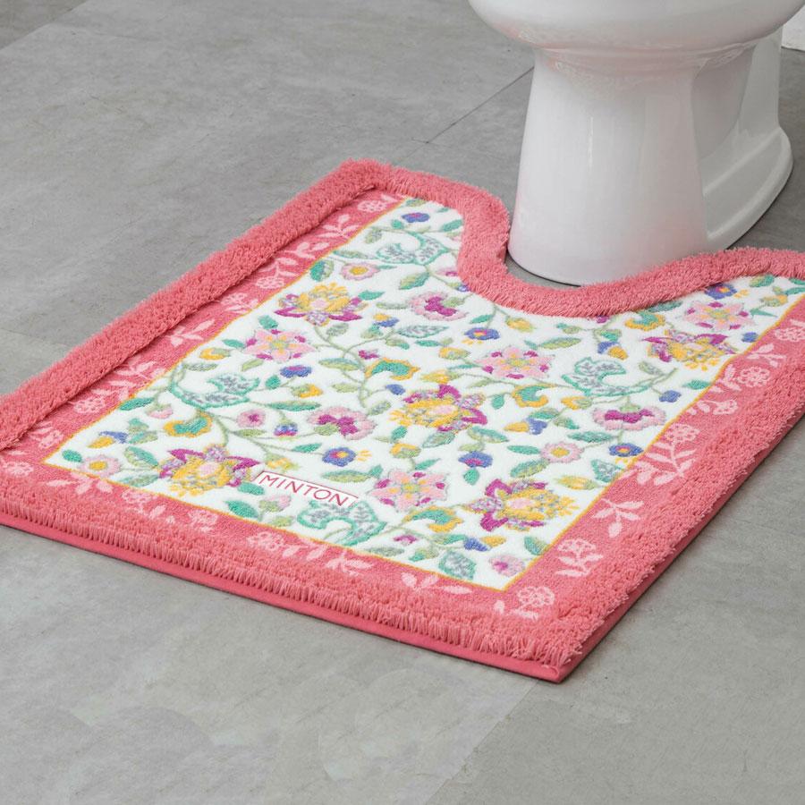 今だけ特別価格　SALE　胴長トイレマット　ロング　ＭＩＮＴＯＮ 風水ラッキーカラー アップルグリーン 薄緑 オレンジ ピンク ミント ボタニカル柄 MINTON ミン |  | 02