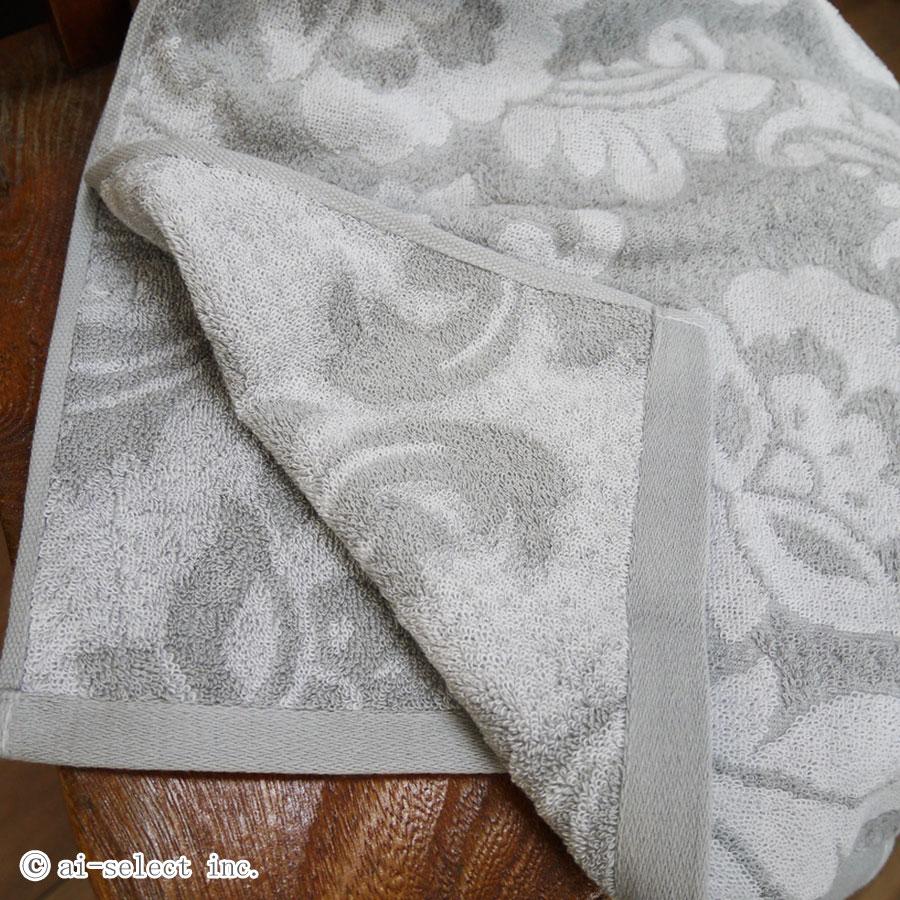 タオル  単品 ピッツォ LANCETTI ランチェッティ ブランド 更紗模様 刺繍 グレー  ベージュ 日本製 おしゃれ 上質 綺麗 アラベスク ストアai |  | 02