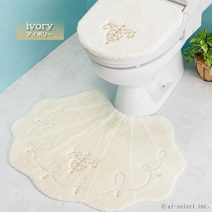 ai トイレマット 大判 ＆ フタカバー 2点セット プレゼント付 吸着 タイプ 兼用フタカバー マルチ ロマンスシェル 自社検品出荷 おしゃれ 可愛い 北欧 インテリ |  | 03