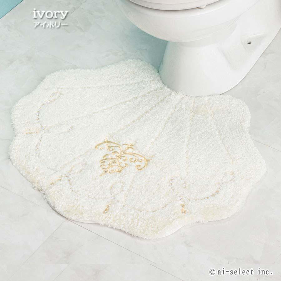 aiトイレマット ＆ フタカバー 2点セット 吸着 タイプ 兼用フタカバー マルチ ロマンスシェル おしゃれ 高級 可愛い 北欧 エレガント 貝の形 海 アイボリー ブル |  | 06