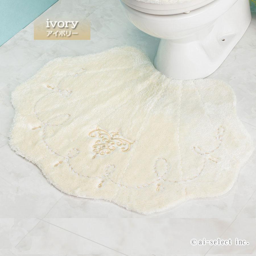 ai トイレマット 大判 セット プレゼント付 4点セット フタカバー無し ロマンスシェル おしゃれ 高級 可愛い 北欧 エレガント 貝の形 海 アイボリー ブルー ピン |  | 04