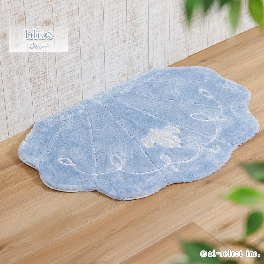 約55cm×85cm玄関 インテリアマット 玄関マット バスマット ラグマット ロマンスシェル おしゃれ 高級 可愛い エレガント ホワイト アイボリー ブルー 金糸 銀糸 |  | 01