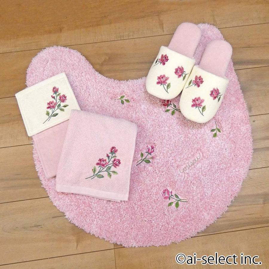 ai 即納 4点セット スイートローズトイレマット フタカバー無し 風水で人気 ローズ ピンク 洗える　トイレマット おしゃれ トイレ明るくなる 可愛い 北欧 薔薇　 |  | 01