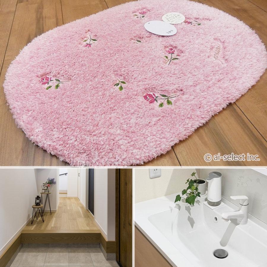 ai バスマット 風水で人気 即納 ローズ バラ ピンク 北欧 おしゃれ 立体感あるデザイン 人気 可愛い 洗面マット 洗面所 バスルーム 薔薇 |  | 07