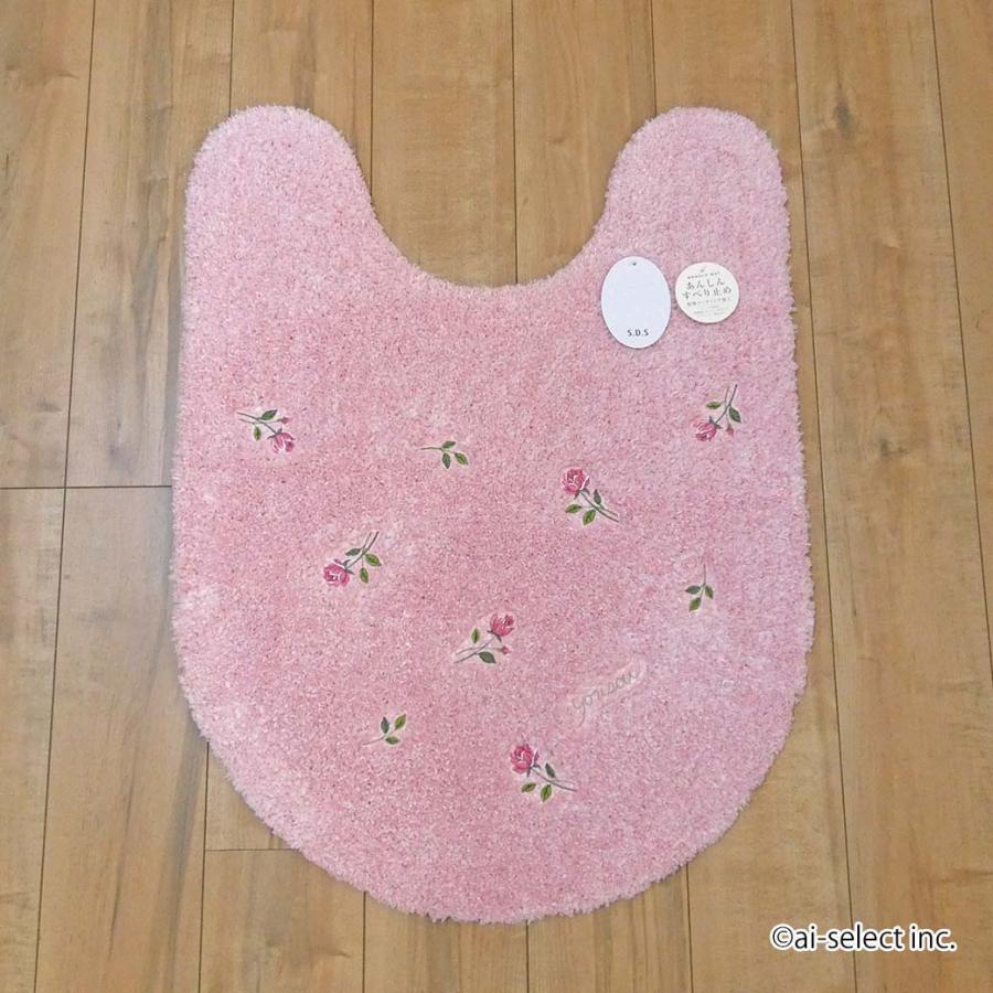 ai 即納 胴長　スイートローズトイレマット ロング　単品 風水で人気 ローズ ピンク 薔薇 洗える トイレマット 北欧 おしゃれ 立体感あるデザイン 大きい 可愛い |  | 01
