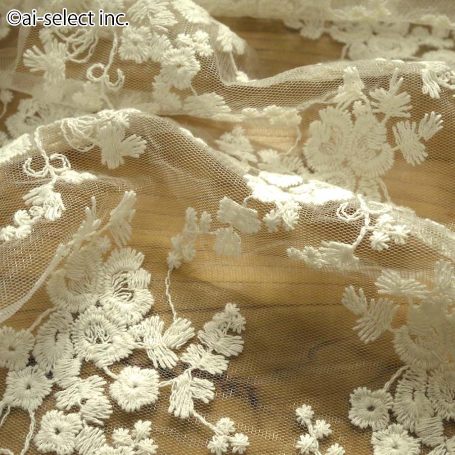 ai 約90x90cm テーブルクロス チュールに刺繍 リボン が 可愛い