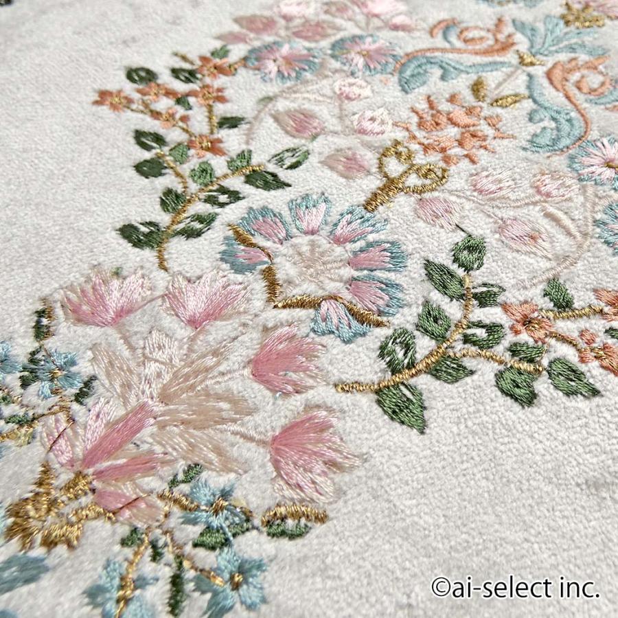 New 中材付きクッションカバー 30×50cm 華やか刺繍 ホワイト 長方形 即納 ヨーロピアン クラシカル ブレード付 ラグジュアリー 光沢 ソファー ベッドの画像