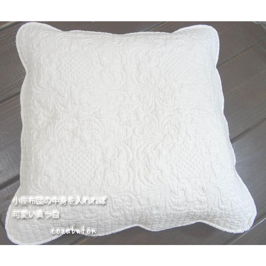 真っ白　即納　店長お勧め　クッションカバー　価格以上に上質　ホワイトキルト　　ダマスク　おしゃれ　綺麗　コットン　綿　綺麗　寝室　プレゼント　お礼　ホ |  | 02